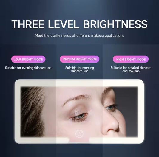 Mirror de viseira solar LED - 3 posições de luz e controle de toque