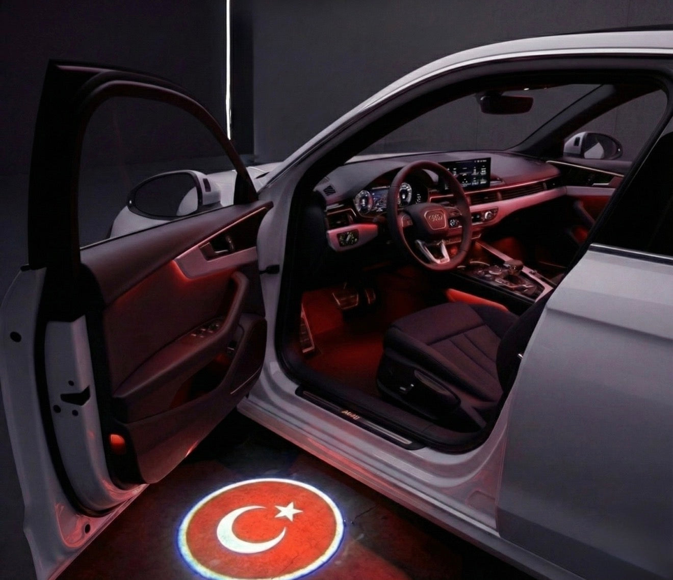 Wireless Car Door Projector LED with Country Flag - USB Rechargeable Welcome Light